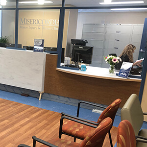 Misericordia Health Centre's Minor Injury and Illness Clinic front desk